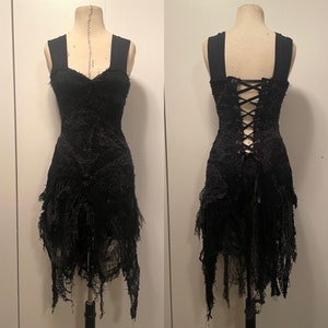 Gothic Dress Black and Gray - Spider Webb Dress - Halloween Costume