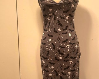 Skull & Bats Dress - Ruffled Dress - Halloween Dress - Halloween Costume