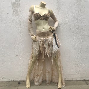 Wasteland Costume - Corset Skirt - Gothic Outfit- Apocalyptic Outfit - Hand Dyed - Halloween Costume - Made to Order - Wasteland Clothing
