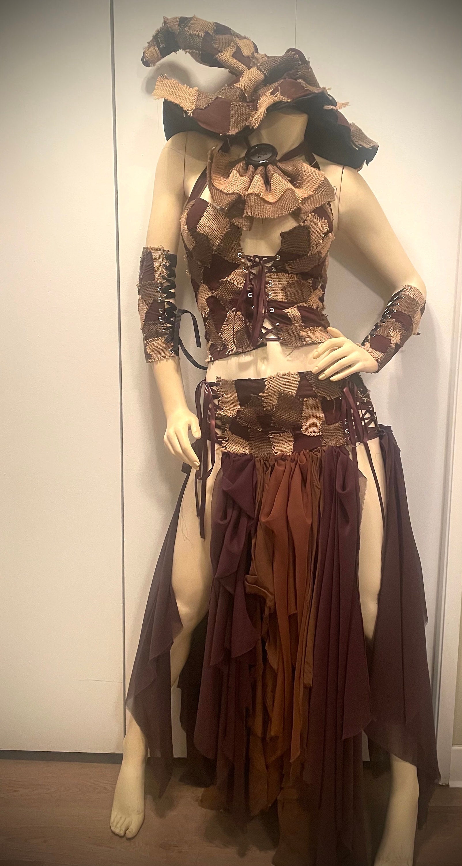 Scarecrow Costume - Corset Skirt - Gothic Outfit- Apocalyptic Outfit - Halloween Costume - Wasteland Clothing, image size:1603x3000