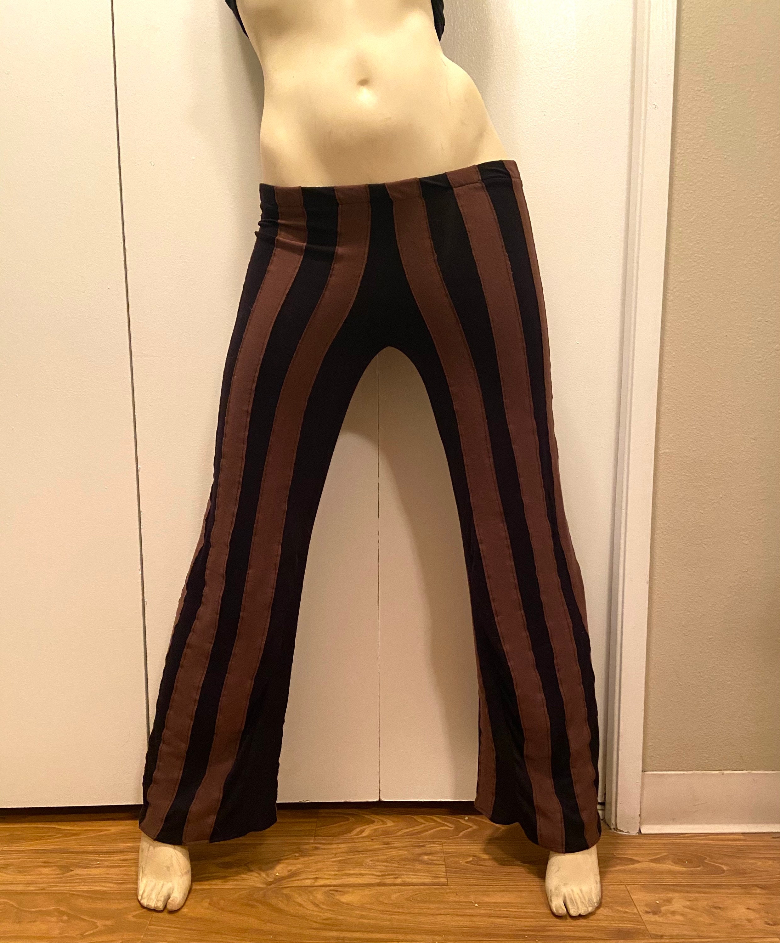 Womens Pants Steampunk Pants Gothic Striped Pants Black and Brown