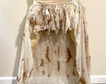 Wasteland Costume - Corset Skirt - Gothic - Vintage Lace Skirt - Hand Dyed - Halloween Costume - Wasteland Clothing