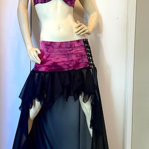Acid Plum Wasteland Costume - Corset Skirt - Gothic Outfit- Apocalyptic Outfit - Hand Dyed - Halloween Costume - Wasteland Clothing