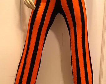 Womens Pants - Steampunk Pants - Gothic Striped Pants - Black and Orange Striped Pants - Beetle Pants - Halloween Costume