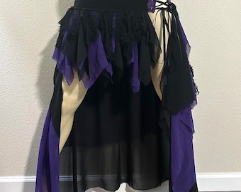 Witch Costume - Corset Skirt - Gothic - Black & Purple - Hand Dyed - Halloween Costume - Wasteland Clothing