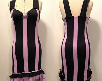 Beetle Dress -  Lilac & Black - Steampunk Dress - Striped Dress - Gothic Dress - Halloween