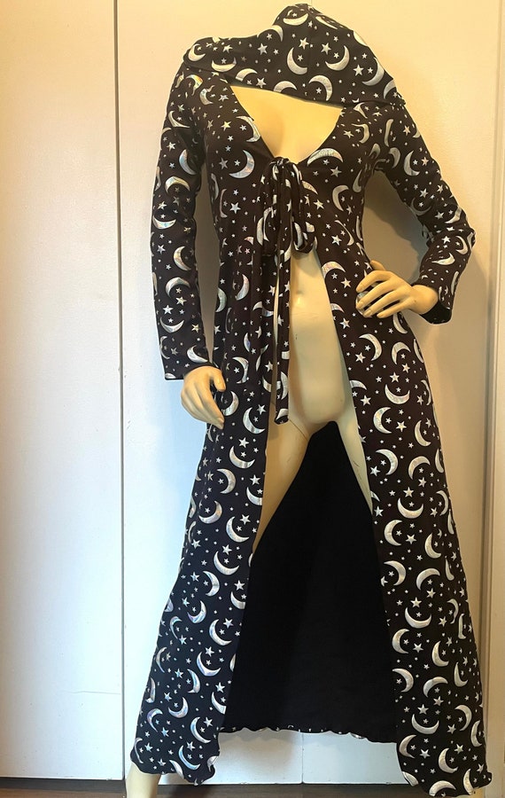 Starry Night Cardigan - Hooded Jacket - Wizard Coat - Halloween Coat - Winter Hooded Jacket