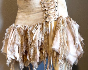 Shabby Chic Zombie Skirt - Corset Skirt - Gothic - All Off White - Halloween Costume - Wasteland