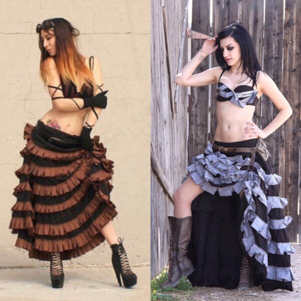 Plaid Long Steampunk Skirt