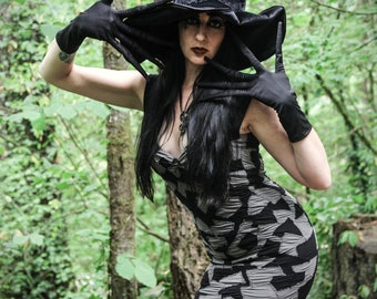 Wasteland Witch Costume - Black & Gray - Corset Dress - Gothic Outfit- Apocalyptic Outfit - Halloween Costume - Wasteland Clothing