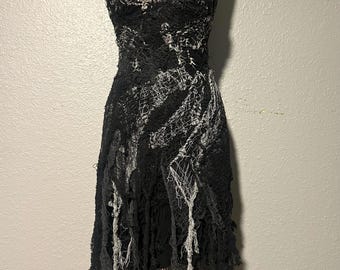 Gothic Dress Black & Gray - Spider Webb Dress - Halloween Costume