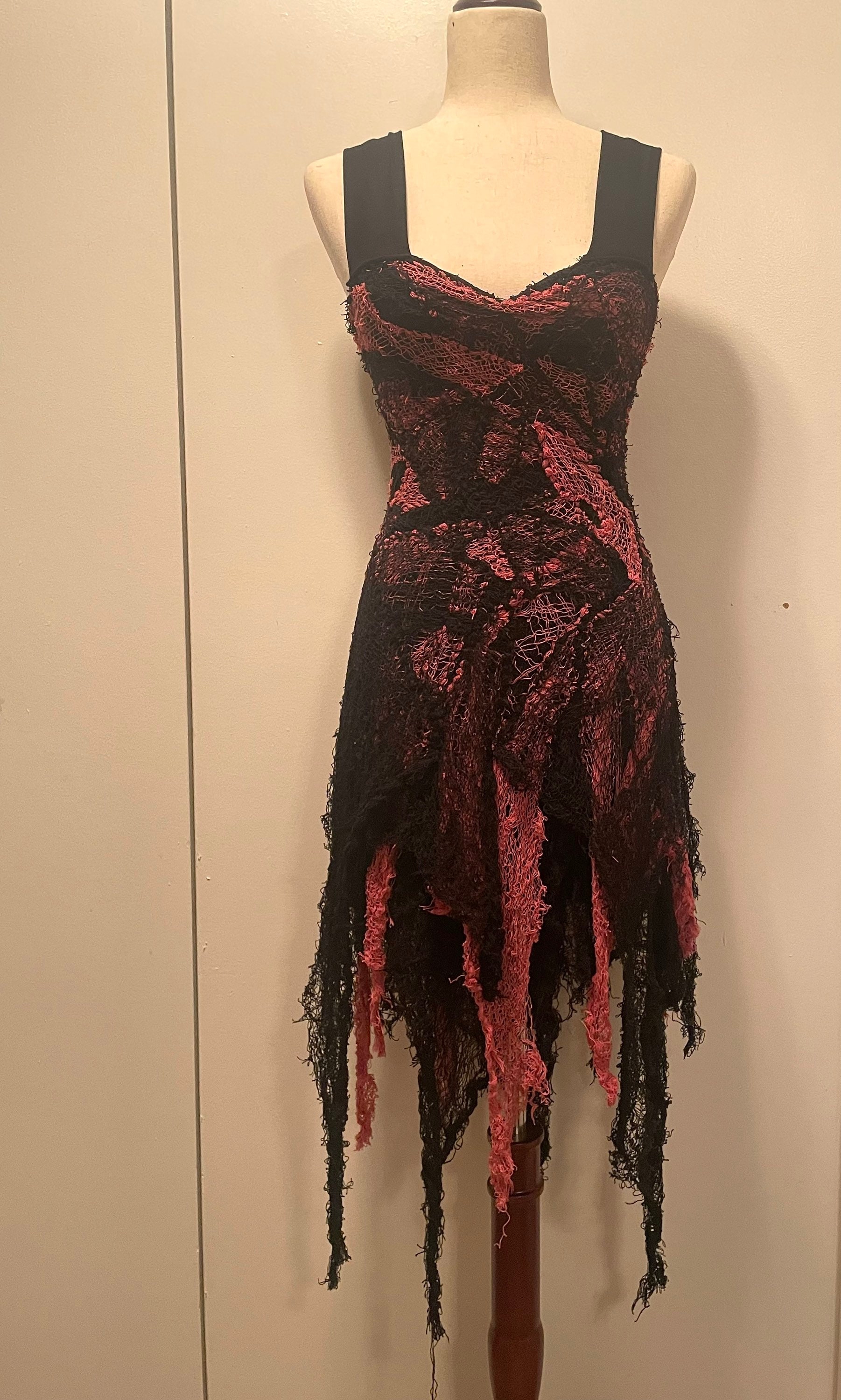 strapless open back dress Gothic Spider Web Lace Up Cross A Line Cami Dress(Adjustable Shoulder Strap) Black / L main image 0