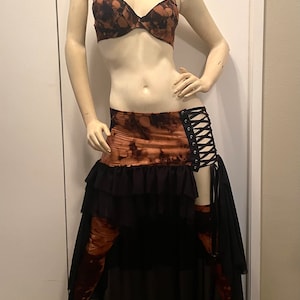 Acid Wasteland Costume - Corset Skirt - Gothic Outfit- Apocalyptic Outfit - Hand Dyed - Halloween Costume - Wasteland Clothing