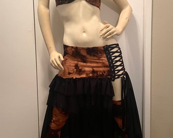Acid Wasteland Costume - Corset Skirt - Gothic Outfit- Apocalyptic Outfit - Hand Dyed - Halloween Costume - Wasteland Clothing