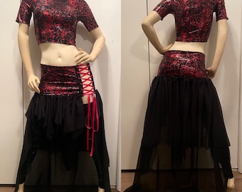 Blood Splatter Wasteland Costume - Corset Skirt - Gothic Outfit- Apocalyptic Outfit - Halloween Costume - Wasteland Clothing