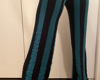 Womens Pants - Steampunk Pants - Gothic Striped Pants - Black and Teal Purple Striped Pants - Beetle Pants - Halloween Costume