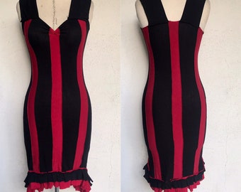 Beetle Dress - Black and Red - Steampunk Dress - Striped Dress - Gothic Dress - Halloween