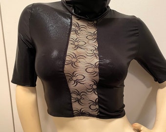 Spider Mesh Top  - Steampunk Top - Little Black Top - Gothic Shirt