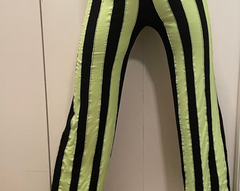 Womens Pants - Steampunk Pants - Gothic Striped Pants - Black and Neon Green Striped Pants - Beetlejuice Pants - Halloween Costume