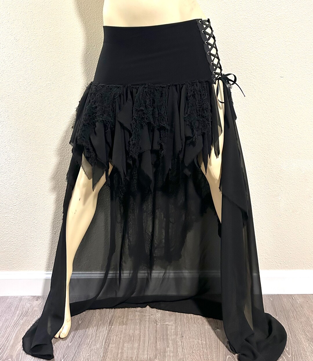 Wasteland Costume Corset Skirt Gothic Apocalyptic Skirt All Black