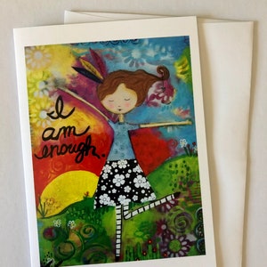 Inspirational I am Enough Greeting card, Girls card, Card for Girl image 1