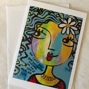 Curly Hair Card,Greeting card for Friend, Greeting card for Girl, Hair salon Card, Humor cards, Girl Gift Card