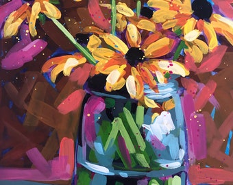 Blacked Eyed Susan’s in A Mason Jar Original