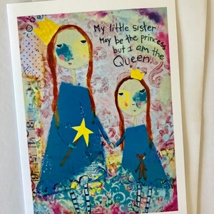 Big sister greeting card, card for sister, Gift for big sister, Big sister little sister card, funny art card