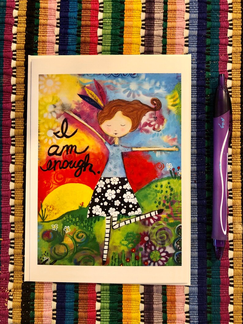 Inspirational I am Enough Greeting card, Girls card, Card for Girl image 2