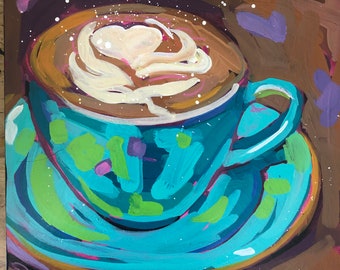 Coffee Lovers Original Mixed Media painting