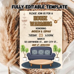 Home Sweet Home Invitation Template: New House Party, Editable 5x7 (PDF Download)