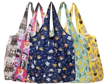 Bolsa de poliéster plegable, bolsa de compras de gran capacidad.