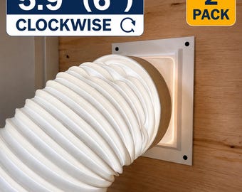 Portable AC Vent Port Kit – 5.9” (6”) Clockwise – Removable Sliding Exhaust Hose Adapter for Door or Wall (2 Pack)