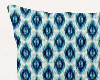 Turquoise Ikat Pillow Cover, Global Home Decor, Blue Green Accent