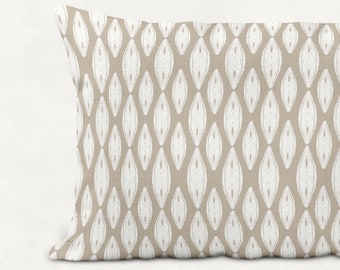 Oval Geometric Pillowcover, Natural Pillow, Block Print Pillow, Tan Sofa Pillow, Natural Nursery, Natural Home Decor, Global Home Design