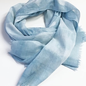 Blue Cotton Scarf, Blue Handpainted Scarf, Blue Scarf, Lightweight Cotton Scarf, Teal Blue Scarf, Cotton Scarf for Woman, Travel Scarf