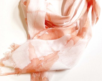Coral and Pink Scarf, Coral and White Scarf, Summer Vacation Scarf, All Cotton Scarf, Beach Scarf, Woman's Cotton Scarf, Pastel Cotton Scarf