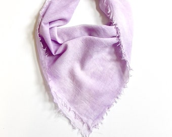 Lavender Cotton Square Scarf, Hand Painted, Lightweight Hiking Scarf (26x26)