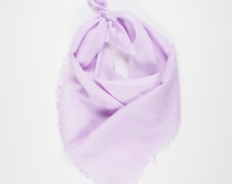 Lavender Cotton Bandana Scarf, Hand Painted, Lightweight Travel Scarf