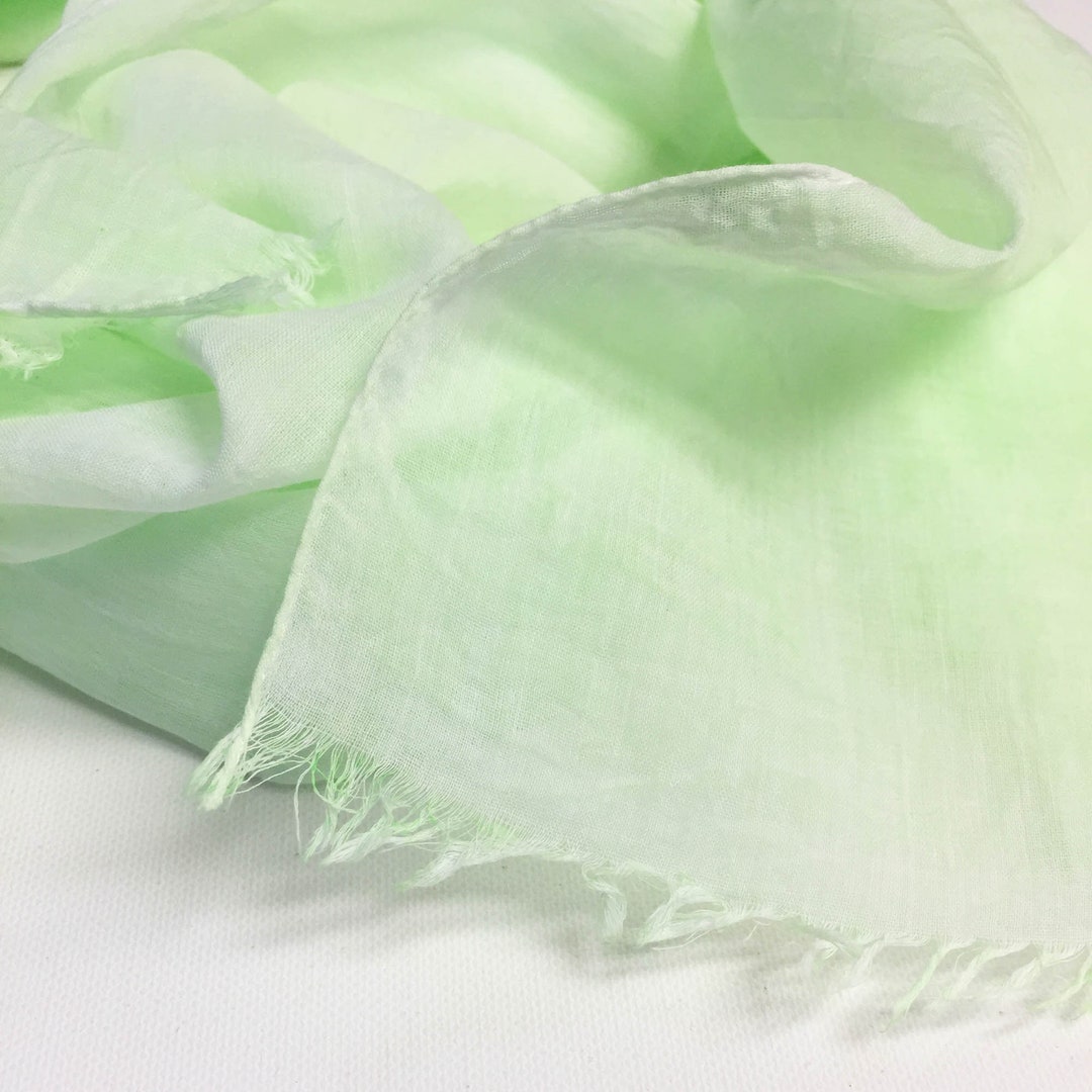 Lime Green Scarf, Green Cotton Scarf, Hand Painted, Natural Fiber Scarf ...