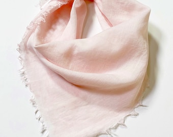 Blush Pink Cotton Scarf, Lightweight Square Pink Bandana, Hand Painted