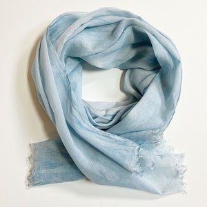 Denim Blue Scarf, Scarf for Jeans, Casual Blue Scarf, Lightweight Scarf, Blue Woman&#39;s Scarf, Vacation Scarf, Blue Travel Scarf, Soft Cotton