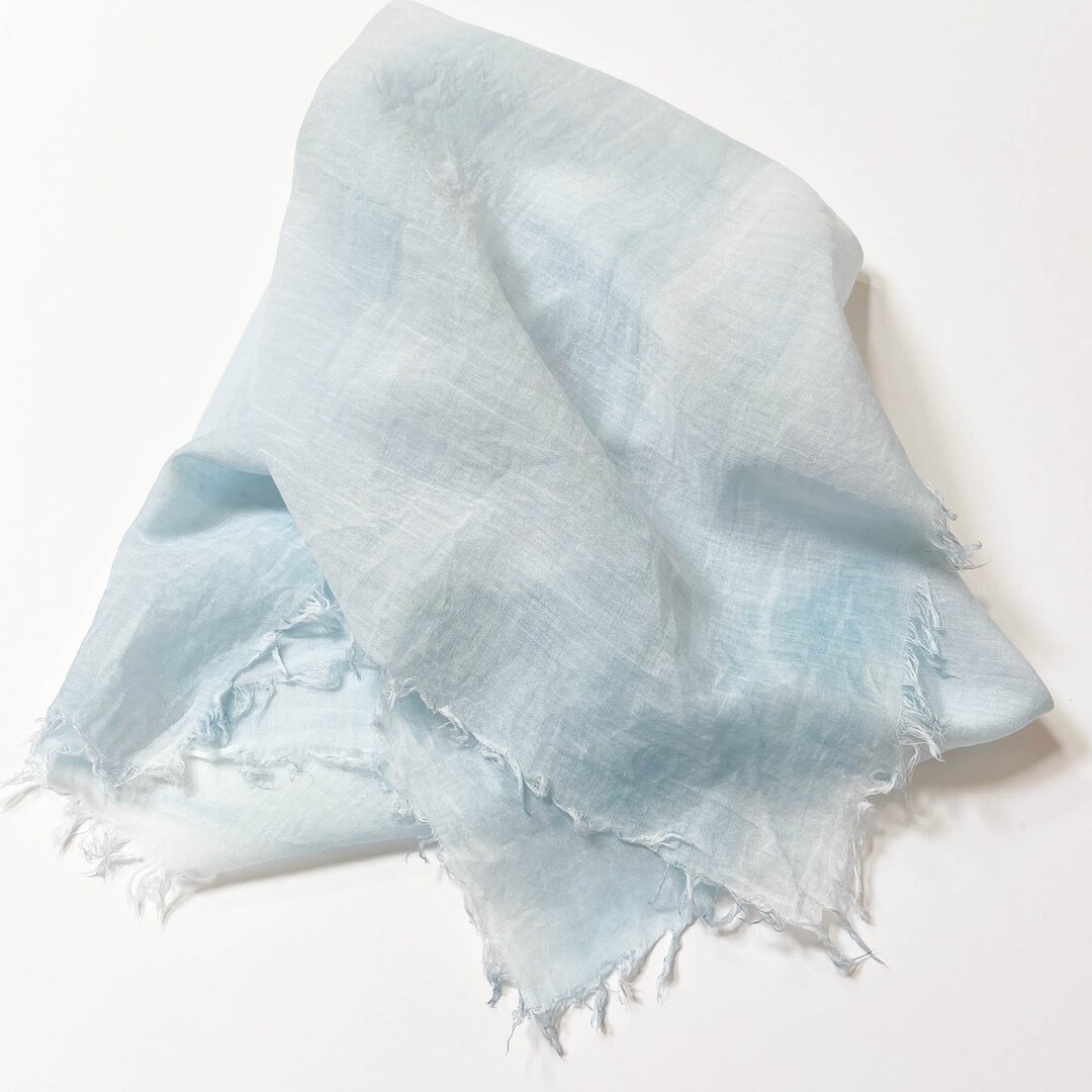 Denim Blue Cotton Scarf, Square Summer Scarf, Blue Beach Bandana