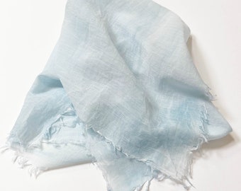 Denim Blue Cotton Scarf, Square Summer Scarf, Blue Beach Bandana, Lightweight Square Scarf, Denim Blue Woman's Scarf, Natural Fiber Scarf,