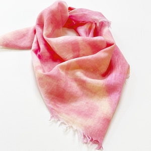 Pink Bandana, Pink Cotton Bandana, Pink and Yellow Scarf, Pink Square Scarf, Soft Bandana, Music Festival Scarf, Hot Pink Bandana