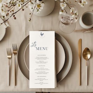 Elegant French Dinner Party Menu Canva Template Editable Printable Wedding Menu Restaurant Bistro Style Menu Design Sophisticated Events