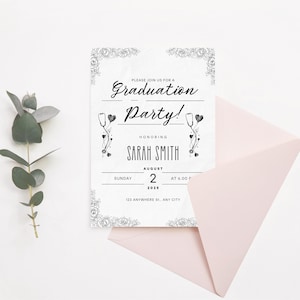 Nursing Graduation Invitation Template | RN Party Invite Digital Download