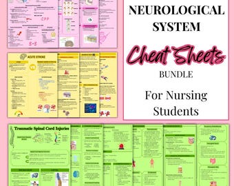Hojas de estudio de enfermería de cuidados intensivos del sistema neurológico / Paquete de hojas de referencia de la UCI (PDF imprimible) / Guía de estudio para la escuela de enfermería