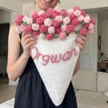 Personalized Crochet Flower Blanket, Custom Name Rose Bouquet Blanket, Handmade Floral Throw, Gift for Her, Birthday Gift