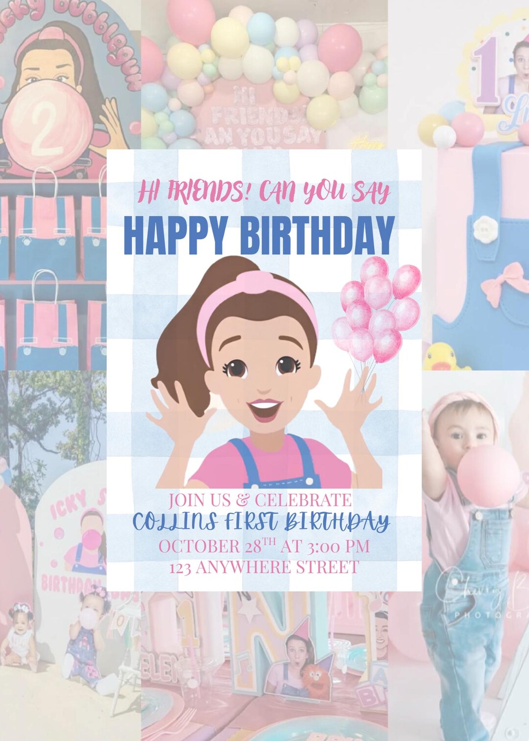 Miss Rachel Birthday Invitation- Hi Friends Can You Say Happy Birthday ...